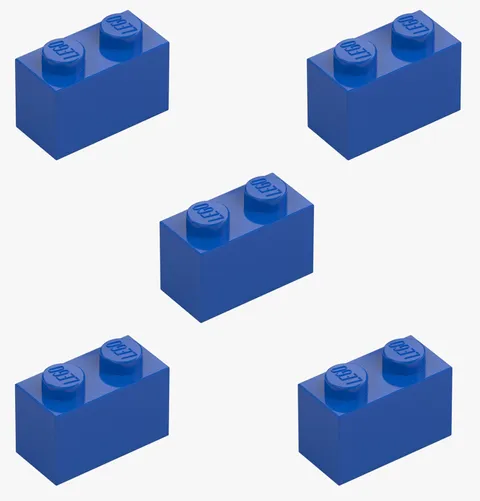 5 New LEGO Blue 1x2 Bricks 3004 block castle city 2x1 building bock 300423