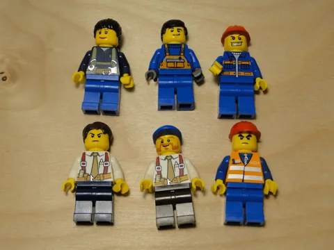LEGO City Construction Minifigures Lot of 6 Safety Vests Jack Hammer Woman