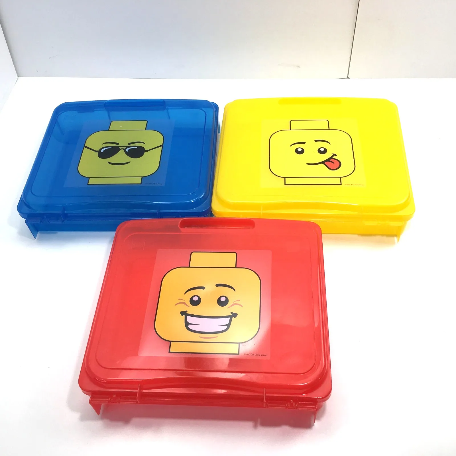 READ - Lot of 3 LEGO 2010 PROJECT STORAGE CASES Minifigure Blue Red Transparent