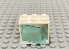 LEGO White 2x3x2 Container Cupboard Dresser With Trans Light Blue Door