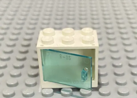 LEGO White 2x3x2 Container Cupboard Dresser With Trans Light Blue Door