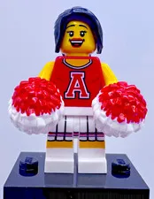 LEGO 8833 CMF Series 8 Red Cheerlead Minifigure col08-13 Complete w Pom Poms