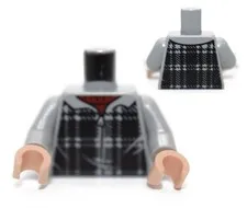 LEGO Minifigure Torso Light Bluish Gray Black Plaid Hoodie Ron Weasley 6233975