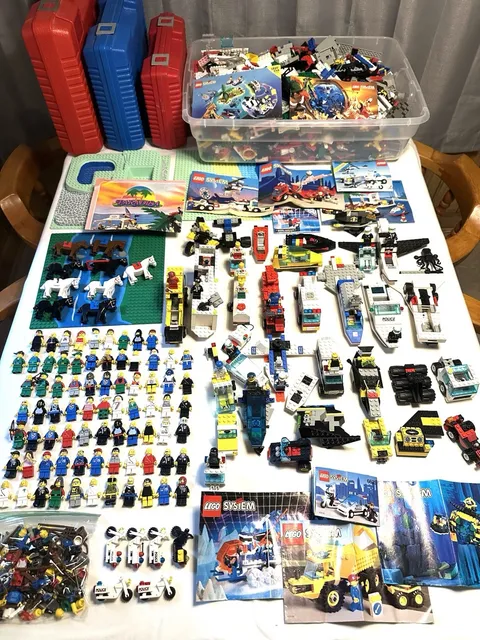Vintage LEGO System Lot 75+ Minifigures Sets Vehicles Parts & Extras