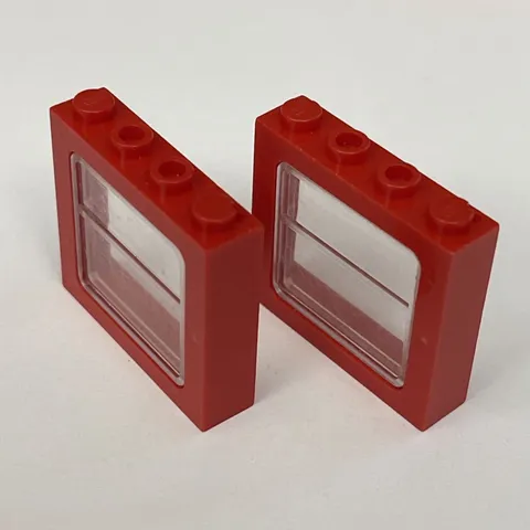 Lego 6556 Windows with Plastic Glass Red Replacement Parts Pieces Lot of 2