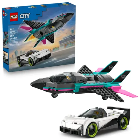 LEGO City Jet vs. Car Building Toys for Kids - Vehicle Sets Multicolor