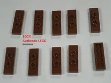LEGO NEW 1x3 Reddish Brown Plate with 2 Studs (10x) 6251470 Brick 34103
