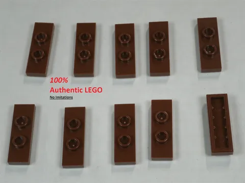 LEGO NEW 1x3 Reddish Brown Plate with 2 Studs (10x) 6251470 Brick 34103