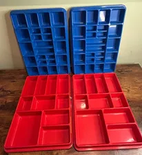 LEGO Vintage Storage Tray lot part 757 & 758 two of each Red and Blue