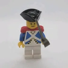 LEGO Soldier Minifigure Tricorn Hat Sword Blue Jacket Red Epaulets White Legs