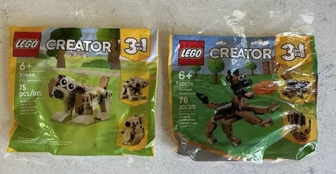 Lot of 2...NEW LEGO 30578 & 30666...2 Dogs German Shepherd 3 In 1