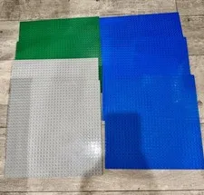 Lot Of 7 LEGO 32x32 Baseplates Green Gray Blue Large Building Base Plates 10x10”