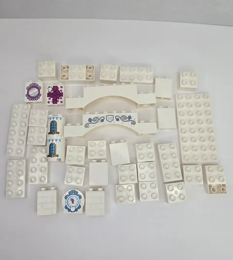 Lego DUPLO Lot of 38 White Bricks Various Pieces Princess Castle Parts Bridge
