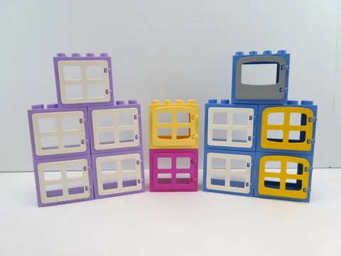Lego Duplo Lot of 12 Hinged Windows/Doors with Frames Misc Styles & Colors LOT E