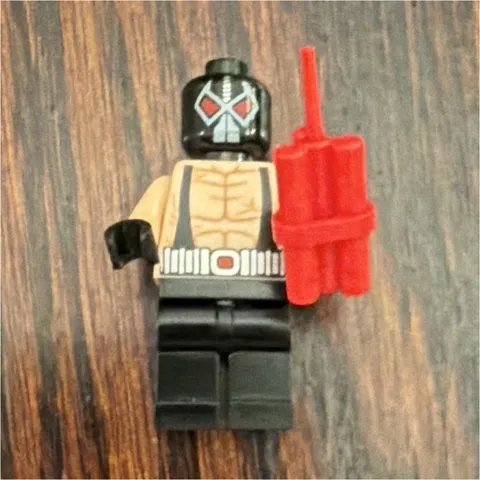 LEGO Plastic Minifigure Black Masked Figure with Red Accessory