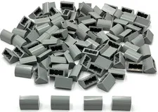 Lego 100 New Light Bluish Gray Slopes Sloped Curved 1 x 2 Parts