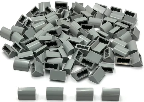 Lego 100 New Light Bluish Gray Slopes Sloped Curved 1 x 2 Parts