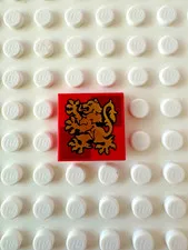 LEGO Tile 2 x 2 with Gold Gryffindor Crest on Dark Red Squares 3068pb2359