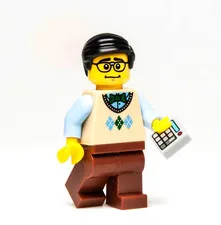 Lego Custom Minifigure: 80's School Nerd Geek with Calculator - Bow Tie, Glasses