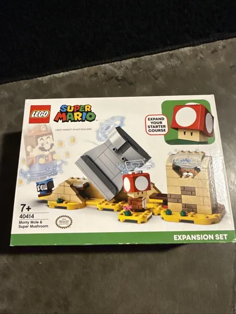 New RETIRED LEGO Super Mario: Monty Mole & Super Mushroom (40414) Brand New