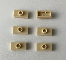 LEGO 6x NEW Plate 1x2 w/ 1 Stud in Center/Jumper TAN #15573