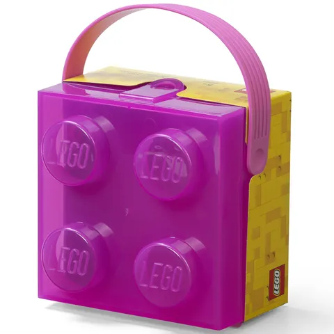 LEGO Translucent Violet Storage Box w/ Handle Lunch Container Square Brick 6.8"