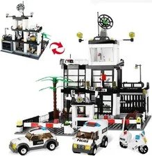 631pcs city police terminal blocks building blocks for adults
