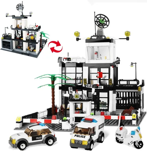631pcs city police terminal blocks building blocks for adults