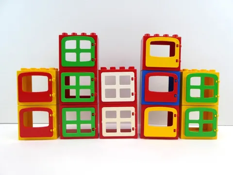 Lego Duplo Lot of 12 Hinged Windows/Doors with Frames Misc Styles & Colors LOT D
