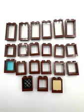 LEGO Bulk lot 21 Brown Windows frames city town building Castle Harry Potter