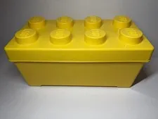 LEGO Storage Box Yellow Stackable Toy Brick Organizer Container w/Lid 14x7x7 In