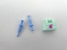 Lego Friends Light Blue Medical Bag (06-B02) and 2 Blue Syringes (98393i)