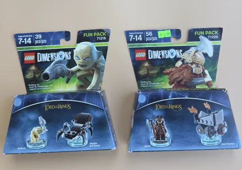 Lego 71218 & 71220 Dimensions Lord of The Rings Fun Pack GIMLI And GOLLUM Bundle