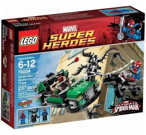 LEGO MARVEL SUPER HEROES 76004 Spider-Cycle Chase RETIRED Set/Venom/Nick Fury