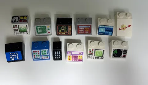LEGO Lot of 12 Sloped Bricks printed pattern Control Panel Space Computer (#6)