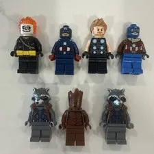 LEGO Marvel Superhero Lot Of 7 Ghost Rider Thor Captain America Rocket Groot