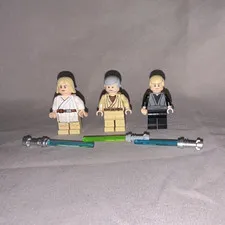 LEGO Minifigure Lot of 3 w/ Lightsaber Accessories Plastic Minifigures