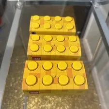 Lot Of 3 Lego Mini Box Storage Room 8 Stud Mini Box Yellow 3.6" x 1.8" x 1.6"