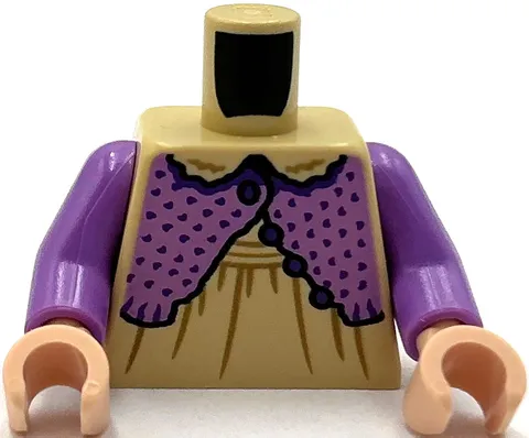 Lego New Tan Minifigure Torso Dress Medium Nougat Seams Medium Lavender Part