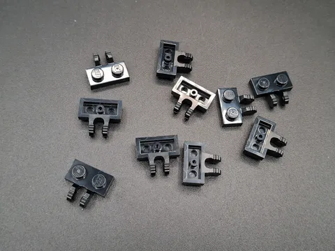 LEGO - 10x - Hinge Plate - Hinge Plate - 1x2 - Black - Black - 50340