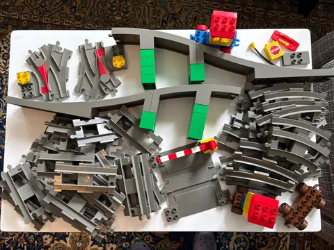 Vintage Lego Duplo Train Track Lot Bridge,6377 Straight, 6378 Curved, Switchers