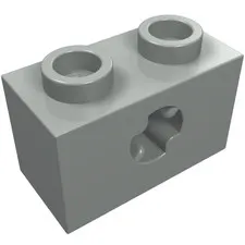 LEGO Part 32064b - Light Gray Technic Brick 1 x 2 with Axle Hole Type 2 [X Openi