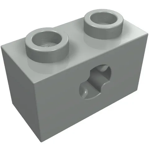 LEGO Part 32064b - Light Gray Technic Brick 1 x 2 with Axle Hole Type 2 [X Openi