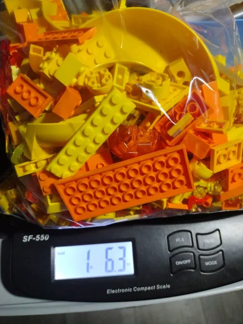 LEGO Bulk Mixed Bricks and Pieces Lot 1.6 Pounds Yellow + Orange Themed Colors