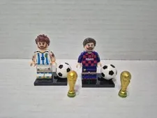 Lionel Messi Custom Soccer Minifigures Argentina FC & Barcelona Soccer