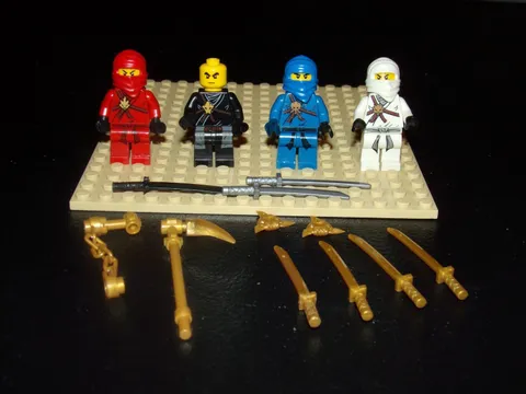 Lego Ninjago Golden Weapons Minifigure Lot w/ Weapons - Free Shipping !!