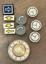 Lego Lot of 10 Arrow/Time/Clock Decorated and Printed Tiles