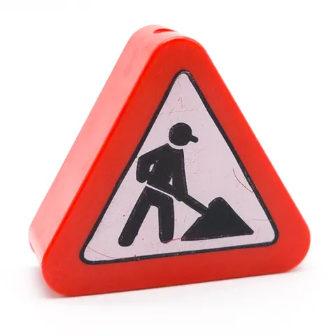 LEGO DUPLO Construction Site Road Sign Building Work Warning Sign Triangle Red 42025pb03