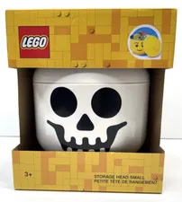NEW LEGO Head Skeleton Skull Small Storage Container Halloween Candy Bowl w/ Lid