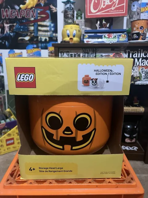 LEGO  Halloween Pumpkin Large Storage Head Container (NEW)